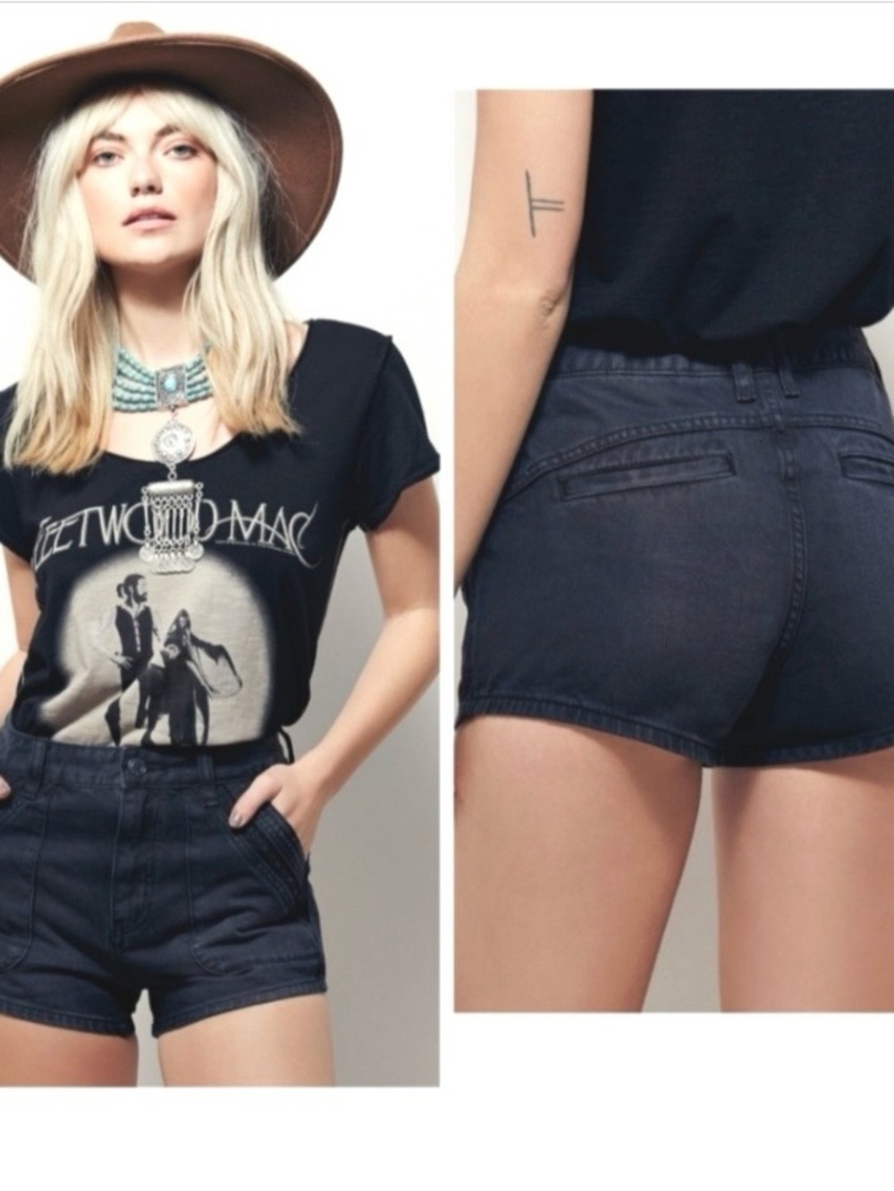 Free People Sweet Surrender Black Denim Shorts